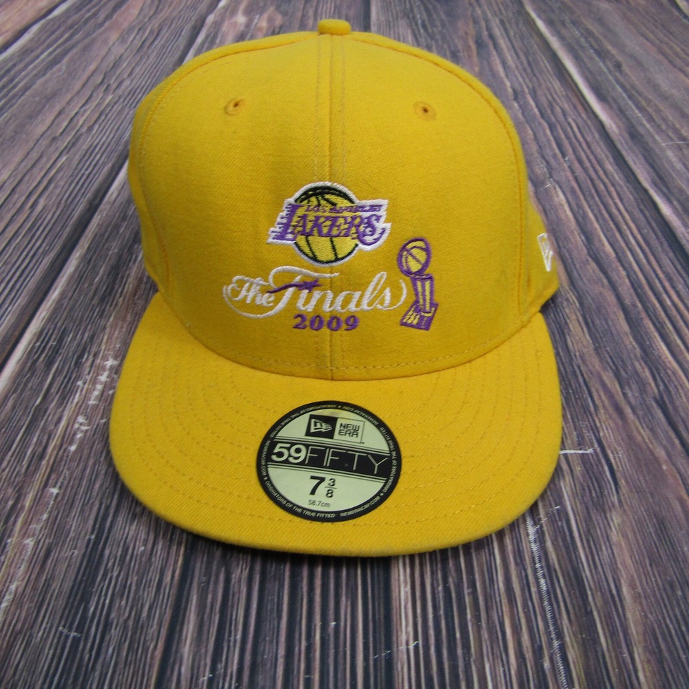 New Era Fitted Hat Mens 7 3/8 Yellow Los Angeles Lakers 2009 NBA Finals 59FIFTY
